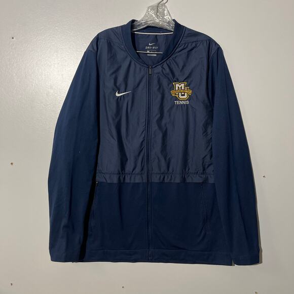 Nike Dri-Fit Marquette University Full Zip Windbreaker Blue Tennis Sweater Men L - Picture 1 of 7